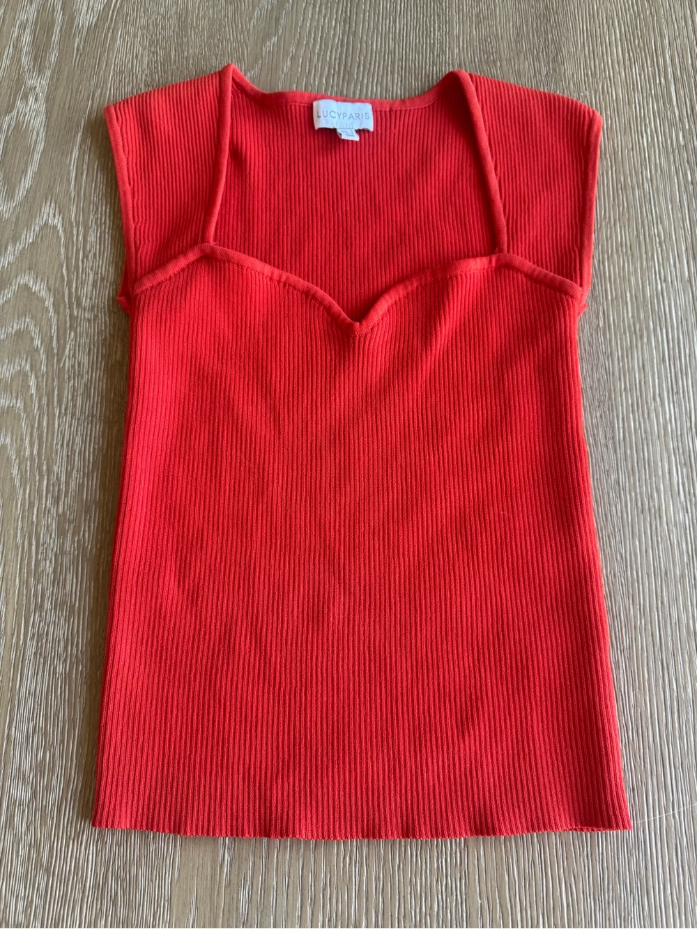 Lucy Paris Bright Red Ribbed Sweetheart Tank